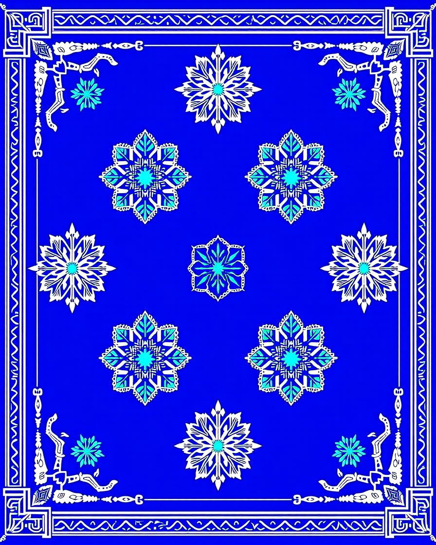 Starburst Medallion Blue White Accents Rug