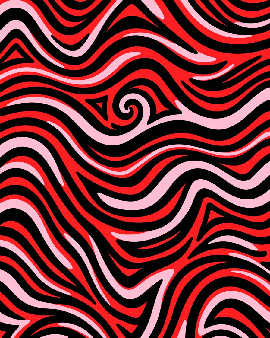 Bold Red And Pink Swirl Pattern Rug