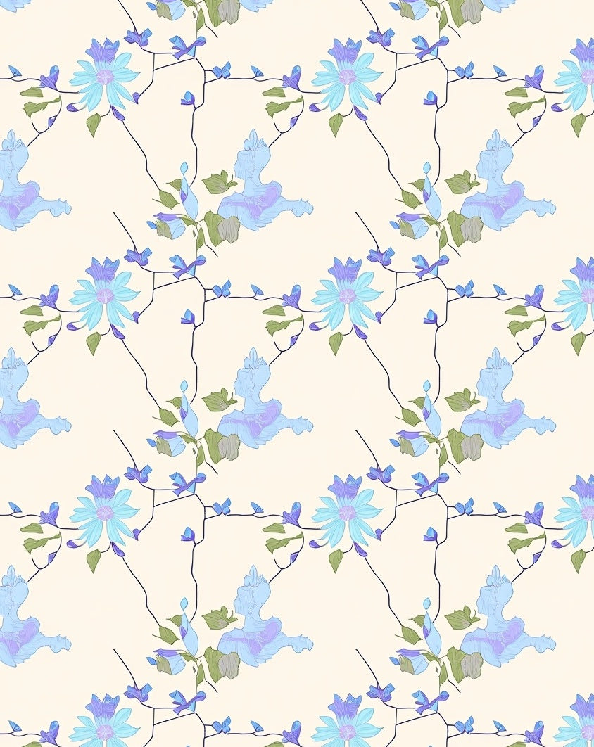 Pastel Floral Vine Pattern Rug