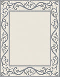 Elegant Grey Scrollwork Border Rug