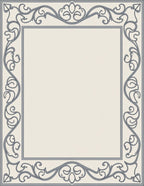 Elegant Grey Scrollwork Border Rug