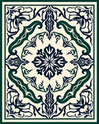 Ornate Floral Swirls Cream Green Rug