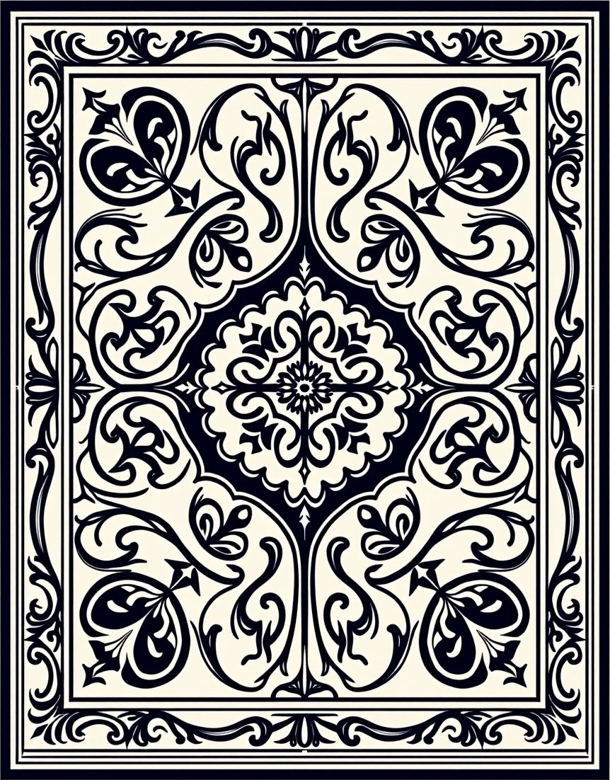 Intricate Floral Scrollwork Decorative Rug