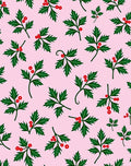 Pink Light Holly Berry Sprigs Rug