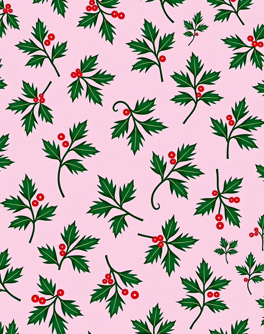 Pink Light Holly Berry Sprigs Rug