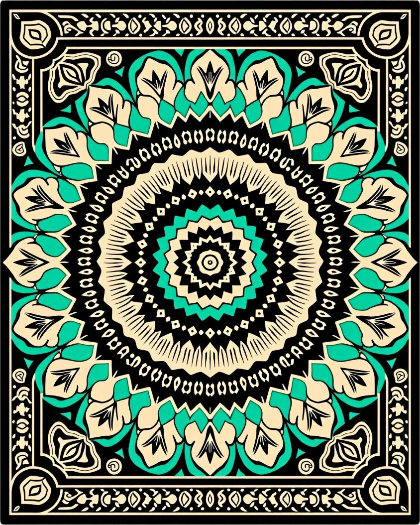 Mandala Geometric Floral Patterned Rug