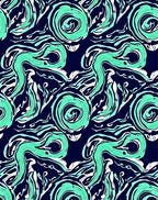 Abstract Aqua Swirls Pattern Rug