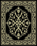 Ornamental Black Gold Floral Pattern Rug