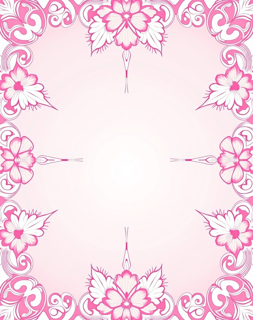 Romantic Pink Floral Swirl Design Rug