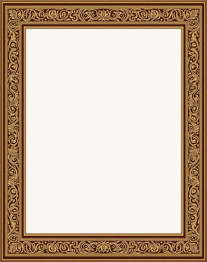 Ornate Gold Leaf Classic Border Rug