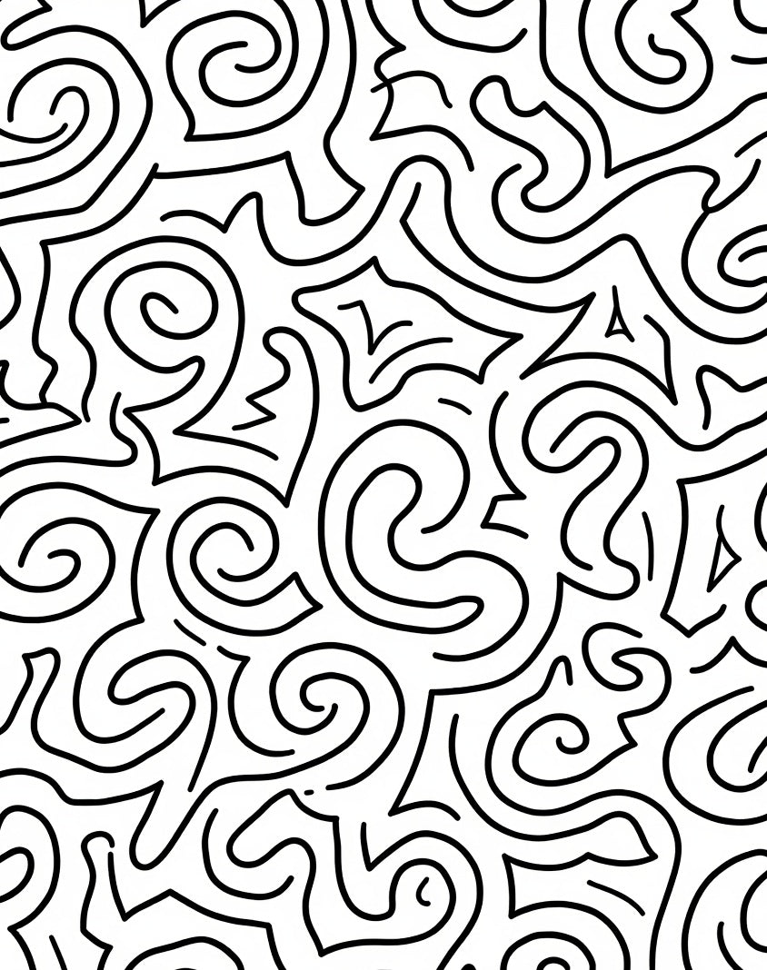 Abstract Swirls Organic Line Art Pattern Rug