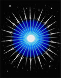 Radiant Blue Starburst Graphic Rug