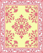 Pink Floral Medallion Yellow Background Rug