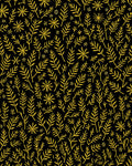 Golden Branches and Stars on Black Rug
