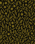 Golden Branches and Stars on Black Rug
