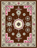 Bold Floral Medallion Brown Pink Rug