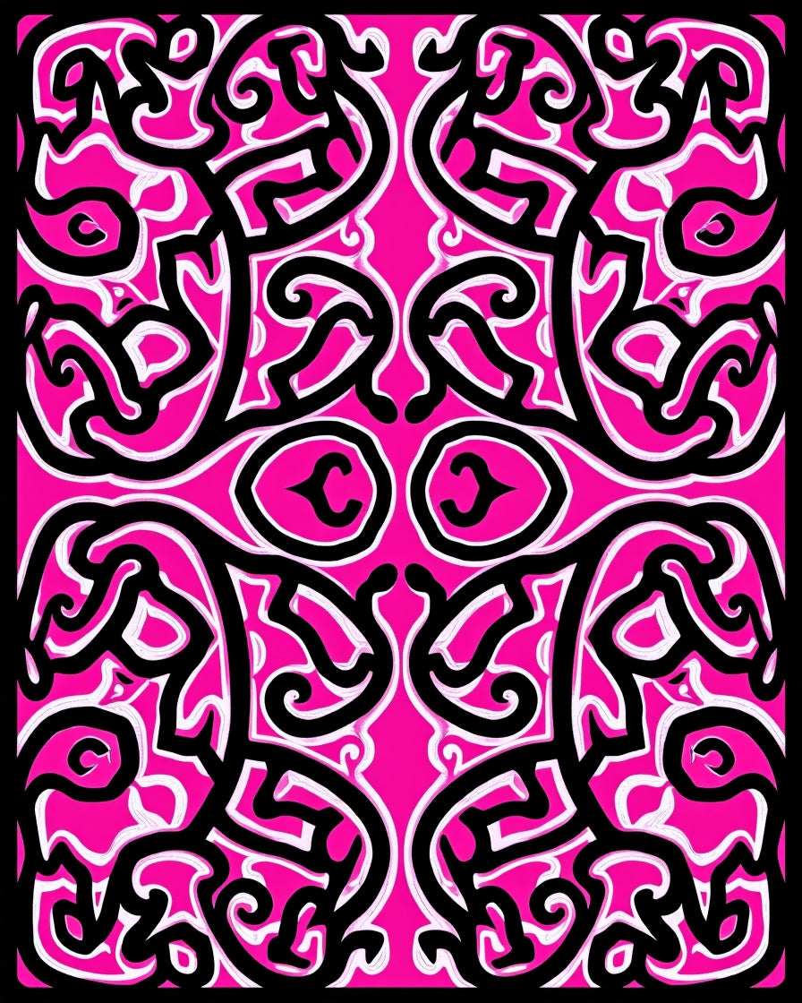 Vibrant Pink Abstract Swirl Design Rug