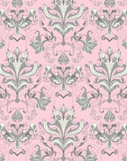 Elegant Grey Floral Damask Pattern Rug