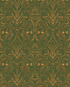 Emerald Gold Art Nouveau Floral Rug