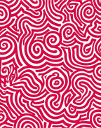 Crimson Swirling Abstract Line Rug
