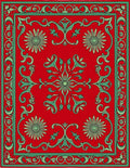 Ornate Red Floral Vine Pattern Rug