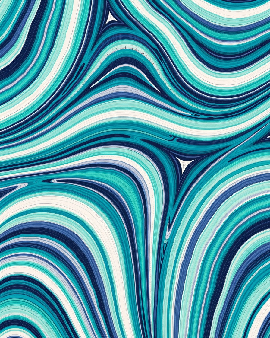 Abstract Flowing Stripe Blue Teal Rug