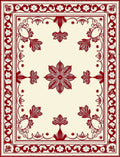 Red Floral Scroll Border Design Rug