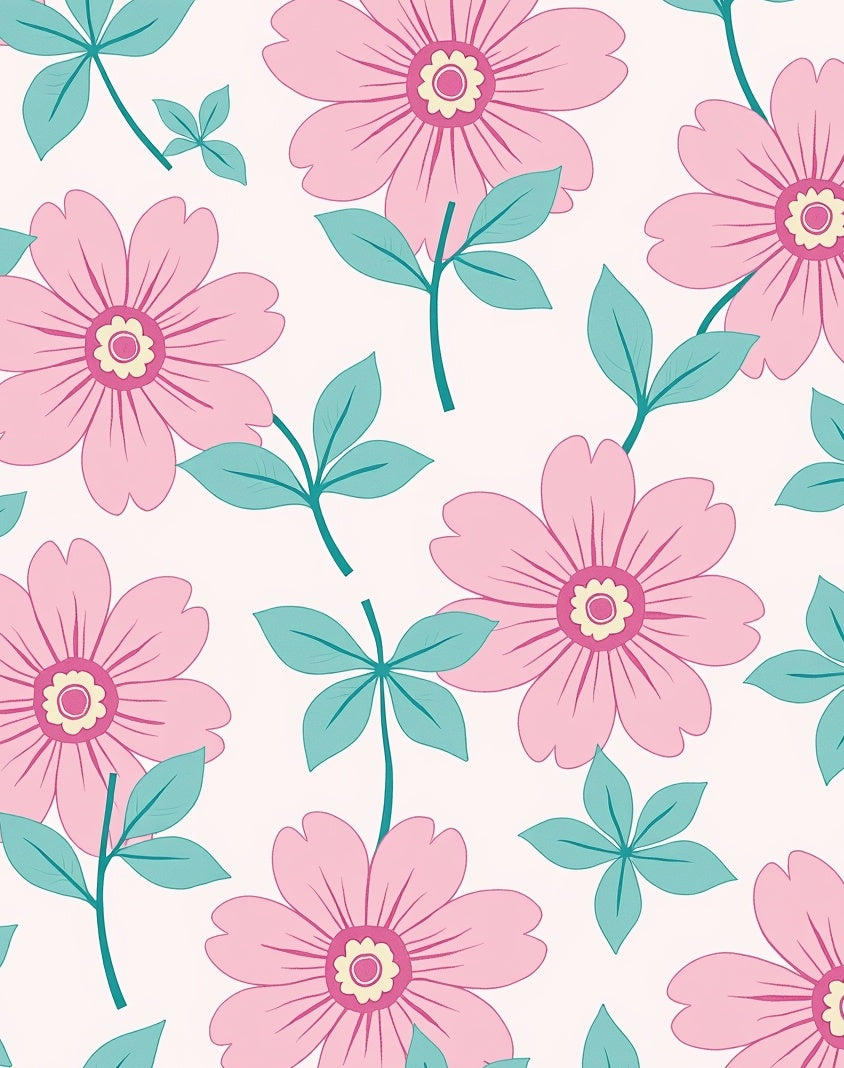 Pastel Pink Floral Pattern Rug