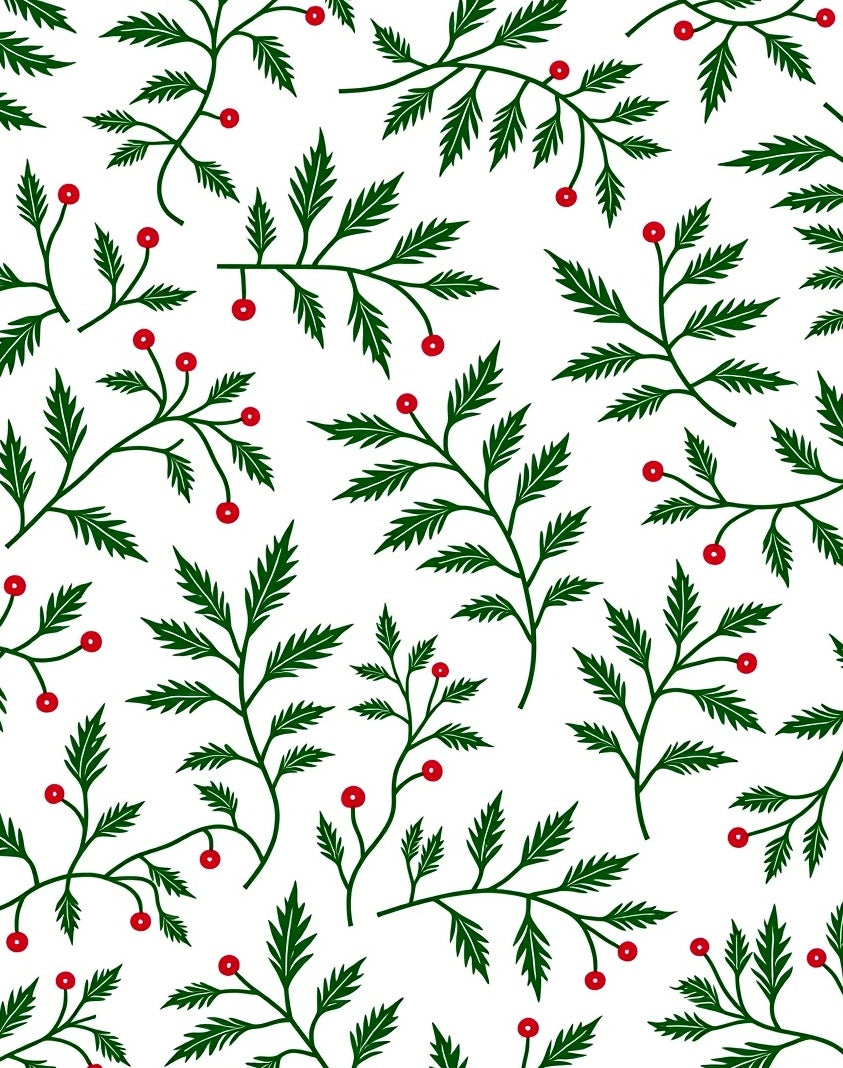 Green Leaf Red Berry Floral Arrangement Rug