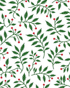 Green Leaf Red Berry Floral Arrangement Rug
