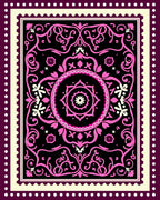 Ornate Pink And Black Floral Rug