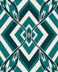 Teal Geometric Floral Diamond Pattern Rug