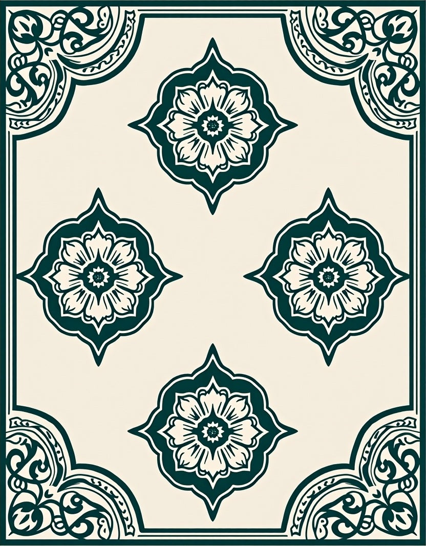 Classic Floral Motif Border Design Rug