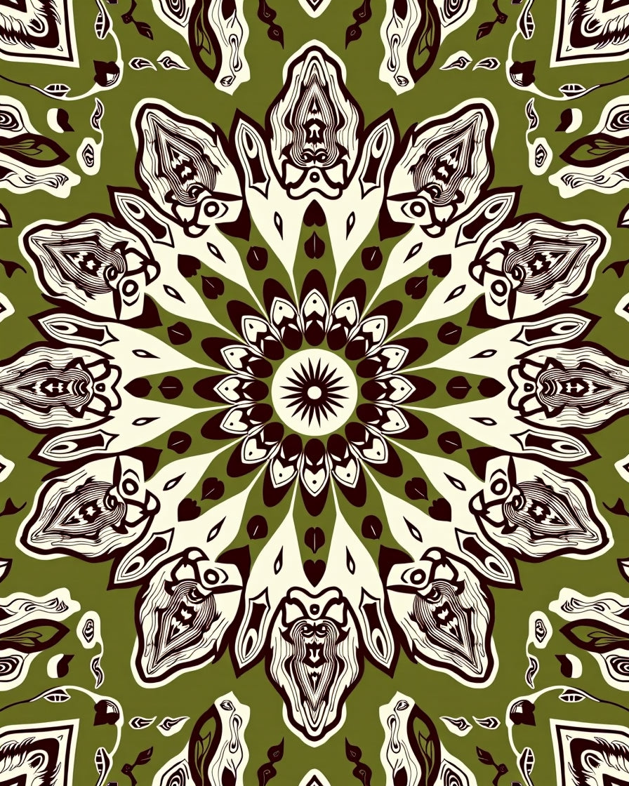 Ornate Floral Mandala Pattern Design Rug