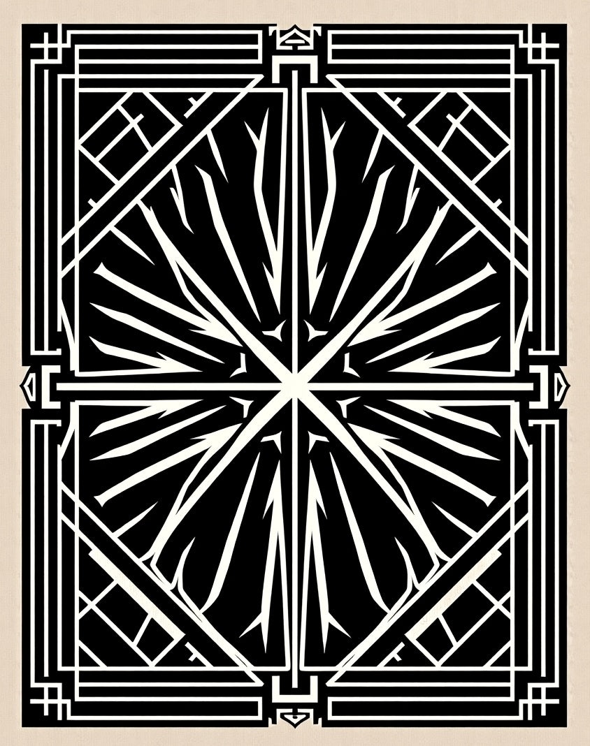 Art Deco Black White Geometric Pattern Rug
