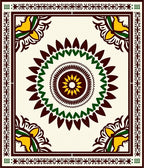 Central Mandala Corner Floral Design Rug