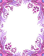 Abstract Floral Pink Purple Border Rug