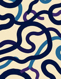 Abstract Wavy Blue Purple Ribbons Rug