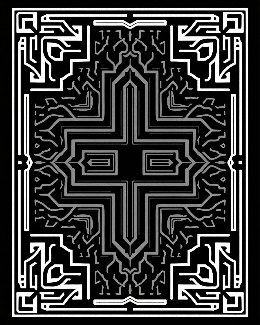 Monochromatic Geometric Circuit Pattern Rug