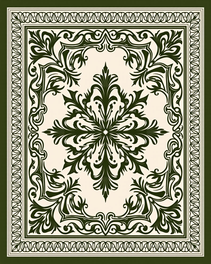 Elegant Floral and Scroll Pattern Rug