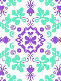 Purple Teal Floral Medallion Pattern Rug