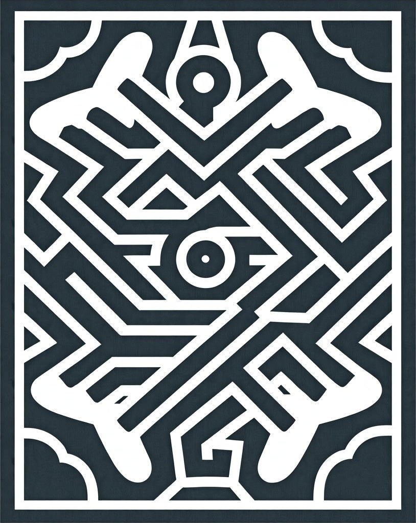 Abstract Geometric Maze Pattern Rug