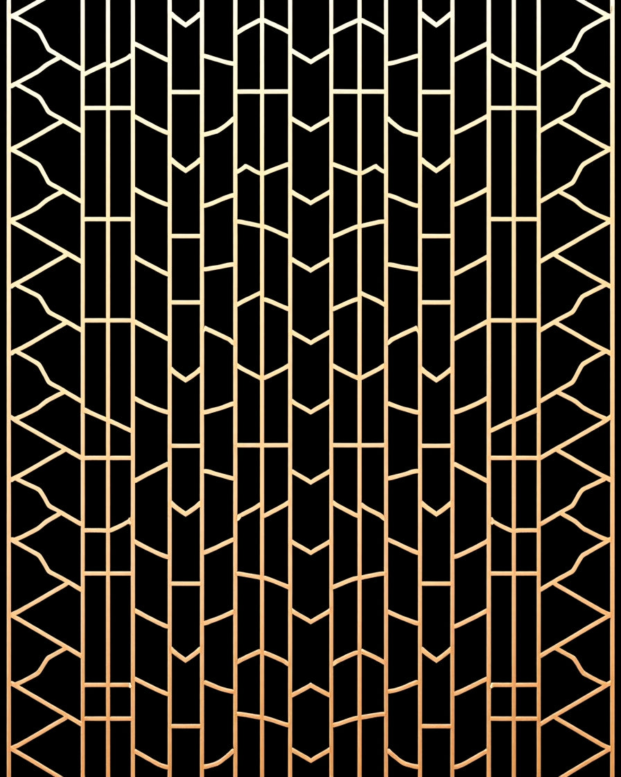 Golden Geometric Art Deco Pattern Rug