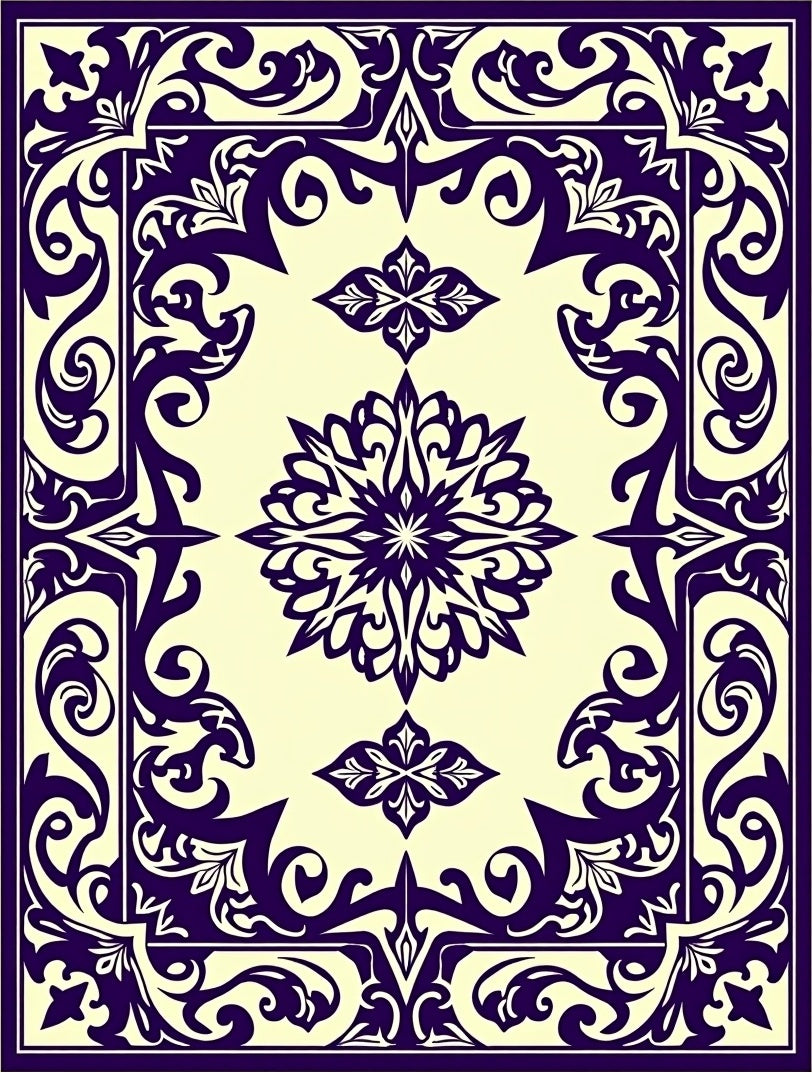 Ornate Floral Symmetry Design Rug