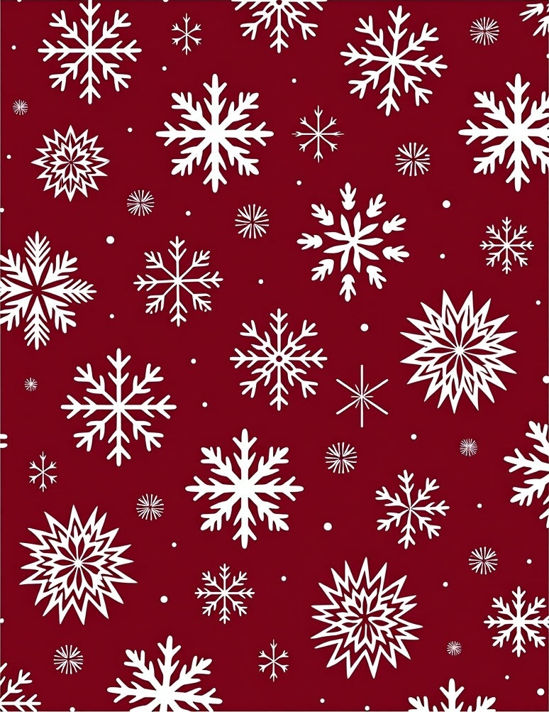 Crimson White Snowflakes Cluster Rug