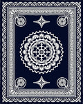 Ornate White Mandala Dark Blue Rug