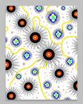 Vibrant Starburst And Blossom Design Rug