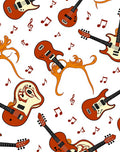 Melodic Guitar Music Notes Pattern Rug