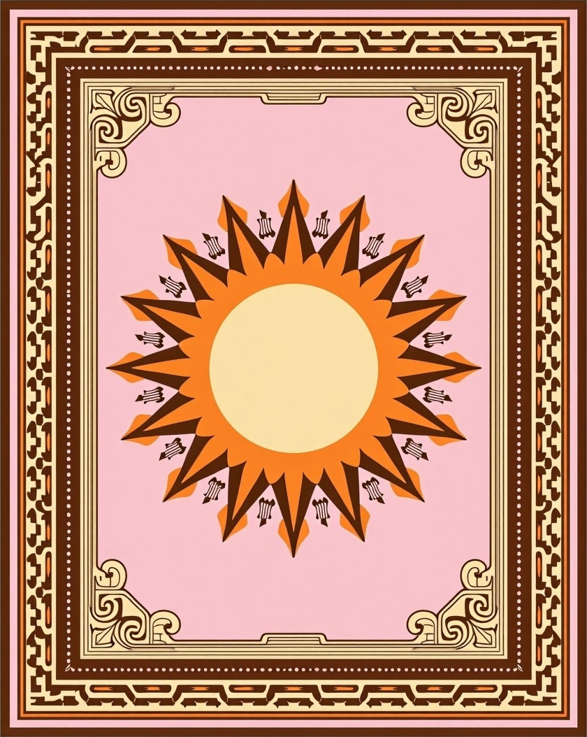 Sunburst Border Pattern Rug