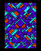 Abstract Circuit Board Geometric Rug